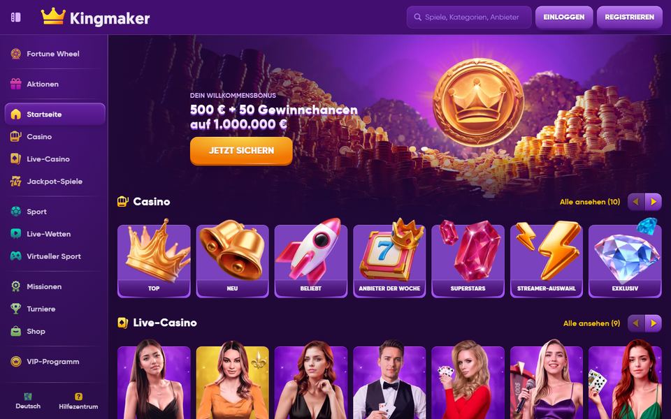 Kingmaker Casino — lobby